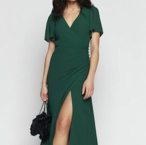 Reformation Breanna Dress, Emerald Green, Size 4